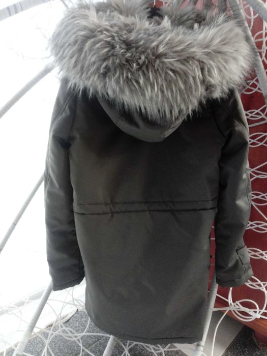 Kurtka parka szara kaptur futro r S/152/164