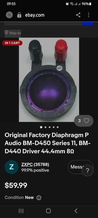 Мембрана для драйверів  діаметром 44.4 mm P. Audio BM-D450 II, BM-D440 II,RCF N445
