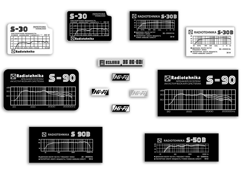 Радиотехника Radiotehnika S-30, S-30B, S-50B, S-90B, Hi-Fi, наклейки