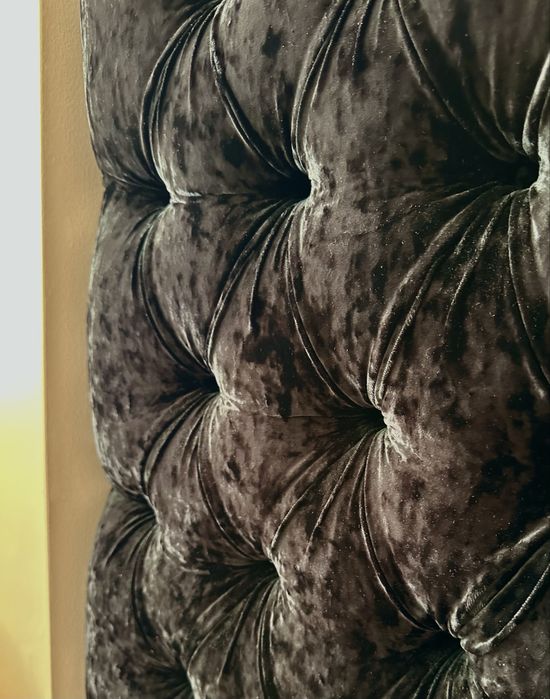 Cabeceira de cama Estofada Capitoné Veludo Preto 170x160 cm