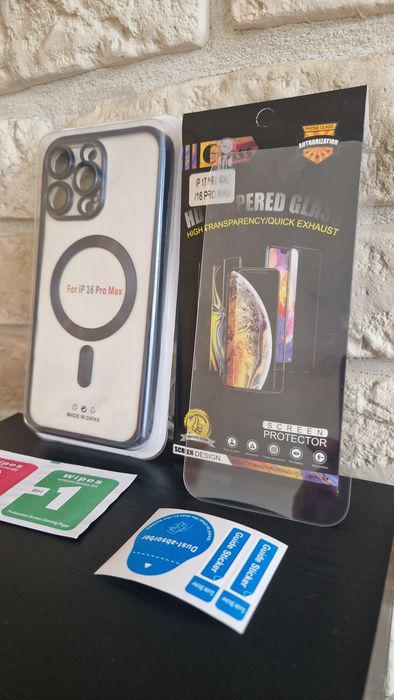 Metallic Magsafe Case do Iphone 16 Pro Max Niebieski + Szkło Gratis