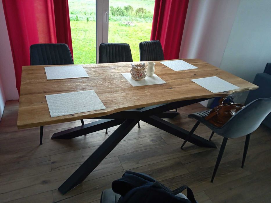 Stół LOFT szczotkowany dębowy rustykalny lite drewno pająk