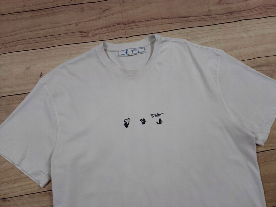 OFF-WHITE Koszulka T-Shirt Męska Biała Logowana r. L