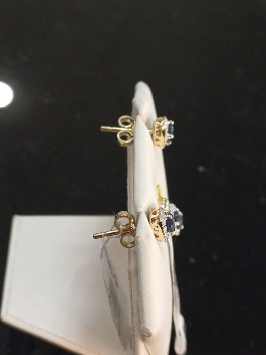 Złoty komplet  szafiry i diamenty