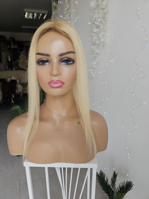 Mini topper tupet mono Lucy słoneczny blond z odrostem 50 cm