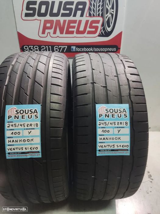 2 pneus semi novos 245-45r18 hankook - oferta dos portes