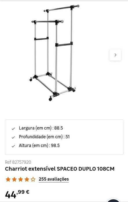 Cabideiro Extensível com rodas