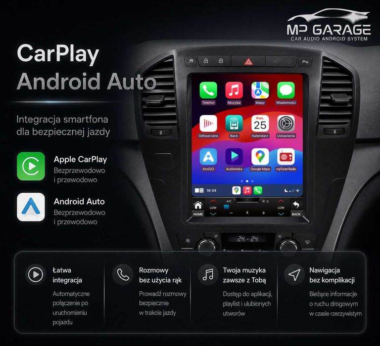 Opel Insignia Radio Android 14 Tesla Style CarPlay Android Auto 4G LTE GPS WiFi QLED DSP