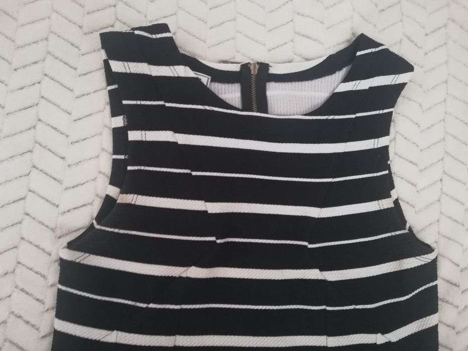 Sukienka pimkie M czarna biała paski krótka bez rękawka