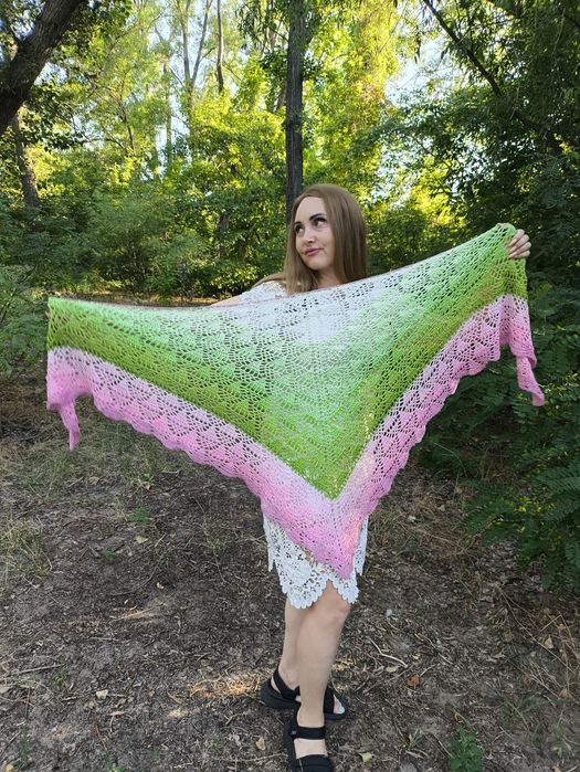 Платок шарф вязаный коза