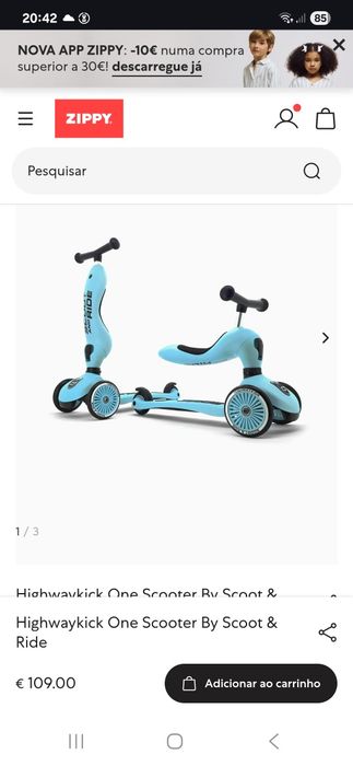 Triciclo e trotinete criança azul