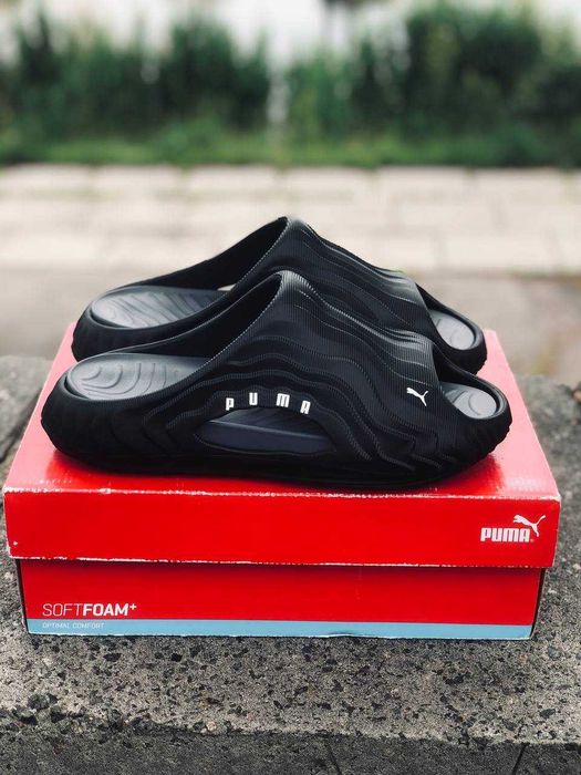 Тапочки мужские черные Пума Лето 2026 удобные Пенка Топ Puma сланцы капці пума Шлепанцы Puma мужские пляжные. Топ сезона! Пума чоловічі Розпродаж!