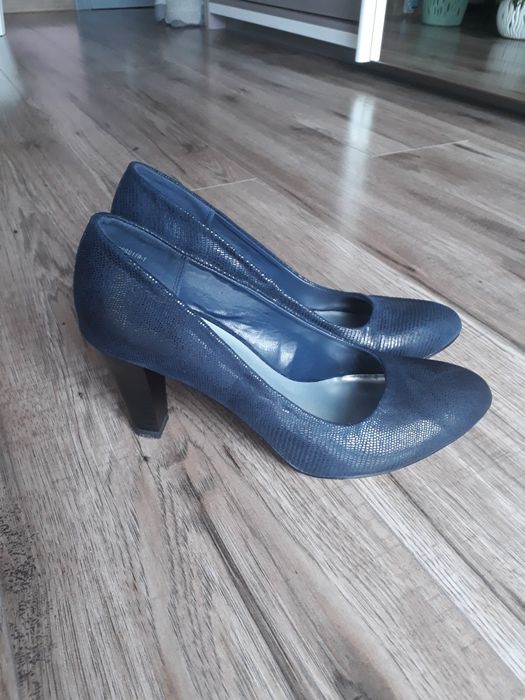 Granatowe buty na obcasie czółenka rozmiar 40 ccc