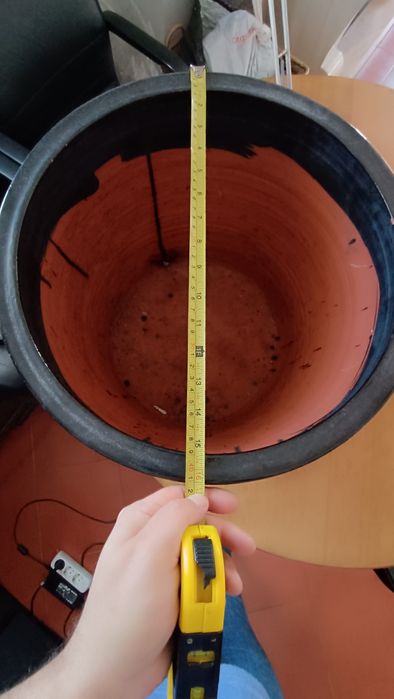 Vaso Grande em cerâmica Azul com prato igual