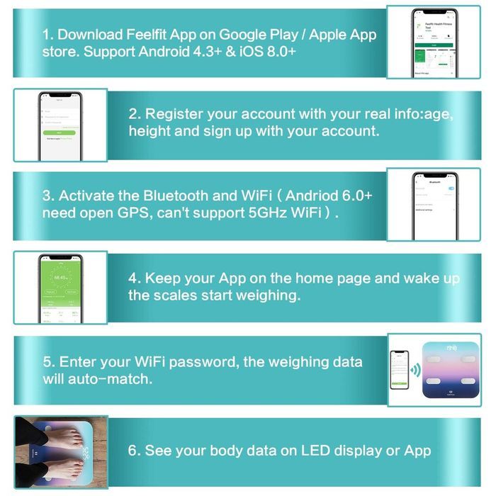 HEALTHKEEPinteligentna waga łaznienkowa  analityczna  BLUETOOTH  180KG