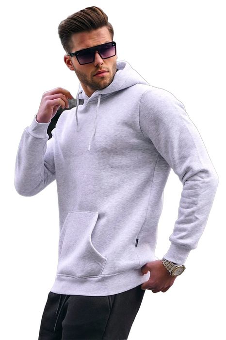 Madmext bluza męska z kapturem szara gładka kangurka xl 5da