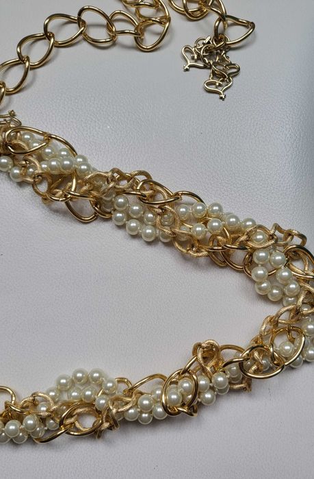 Anna Dello Russo pasek złoty , perły UNI