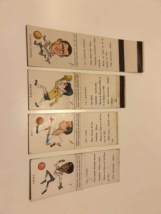 Atlético cromos da bola 1961 caricaturas carteiras de fósforos