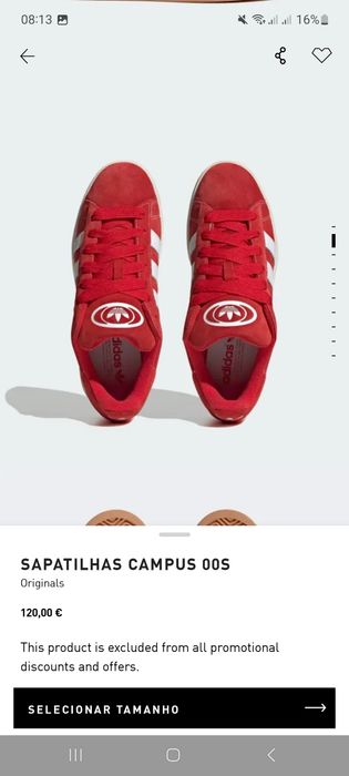 Adidas campus 00 vermelhos