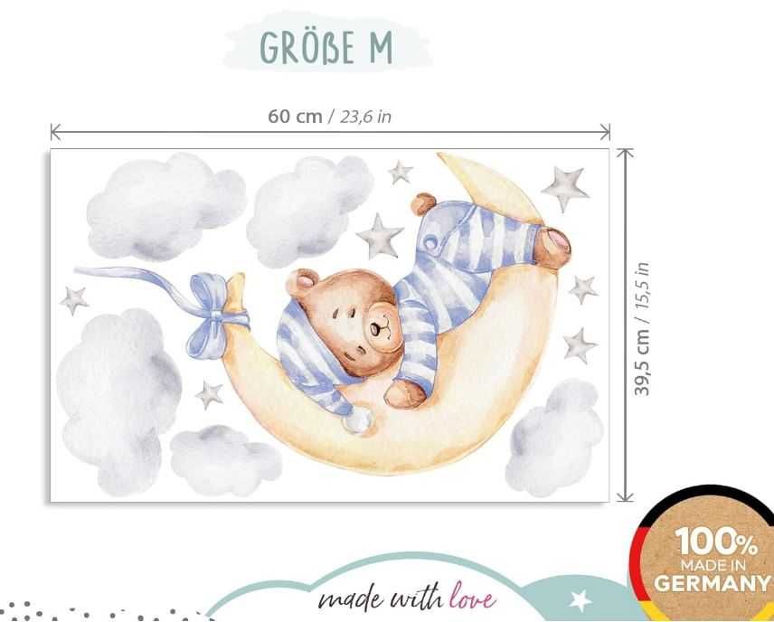 Little Deco Naklejka Na ścianę Dla Dziecka  Śpiący Miś M