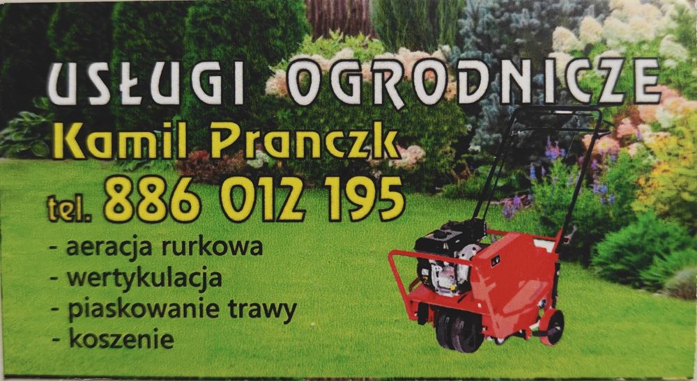 Usługi ogrodnicze Aeracja/ Wertykulacja  naprawa trawnika. Wywrotka