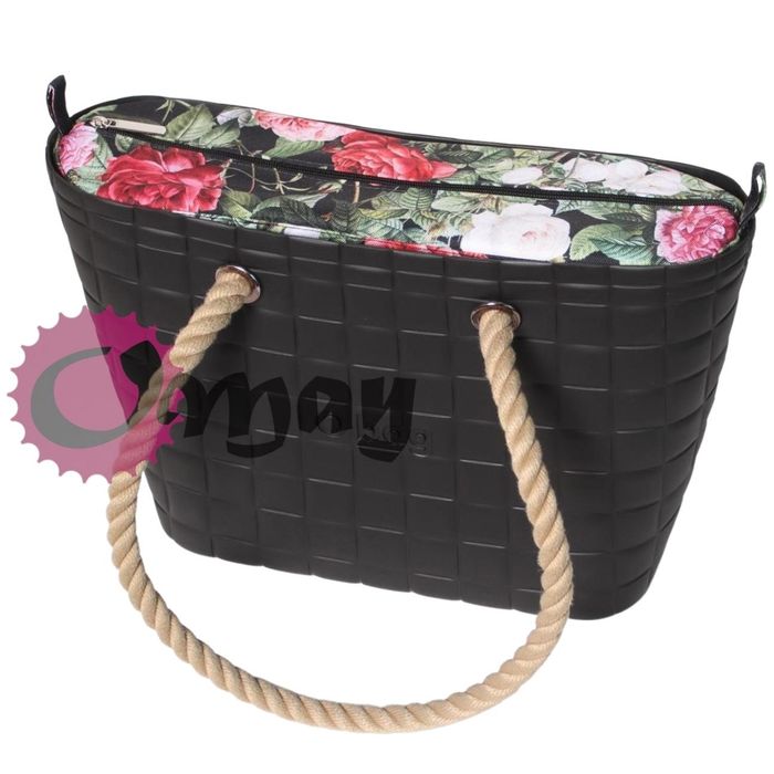 organizer OBAG URBAN MINI czarny róże ogród kwiaty 2 kieszenie OMAY