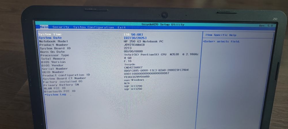 Ноутбук HP 250 G3 4Gb  SSD 128Gb