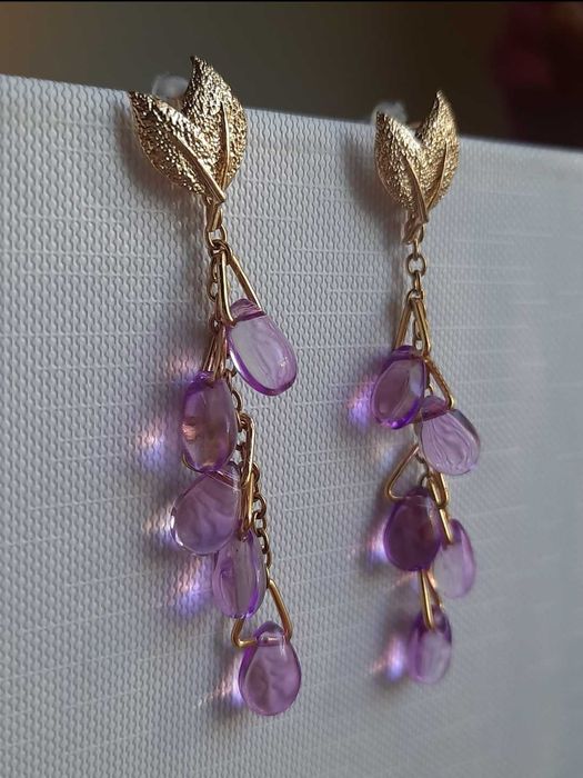 Kolczyki krople handmade Lilac rain nowe