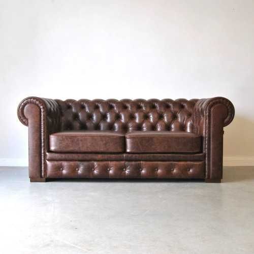 Pikowana Sofa Chesterfield Classic Skóra Dubaj