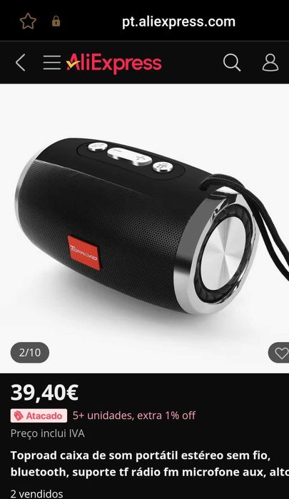 Coluna/Radio portátil TopRoad