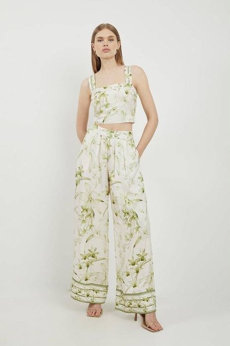 KAREN MILLEN 36 S LYDIA WZORZYSTY TOP FLORAL LNIANY BOTANIC D2786