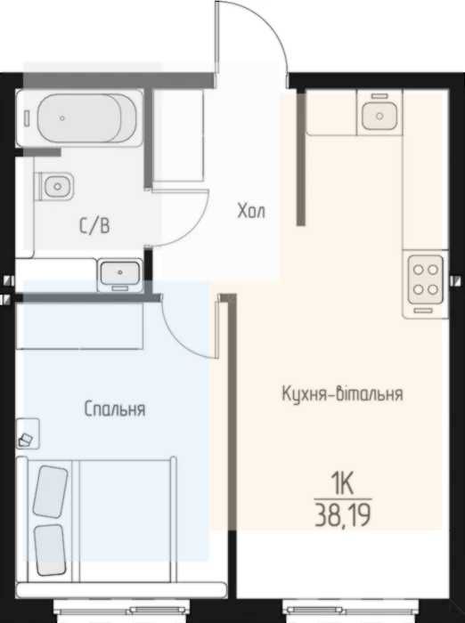БЕЗ% 1-кім квартира від заб-ка 20 хв. метро. РОЗТЕРМІН-АННЯ ДО 12 МІС.