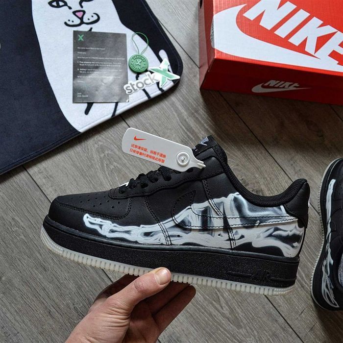 РОЗПРОДАЖ! Nike Air Force 1 '07 QS 'Black Skeleton 40 41 42 43 44 45