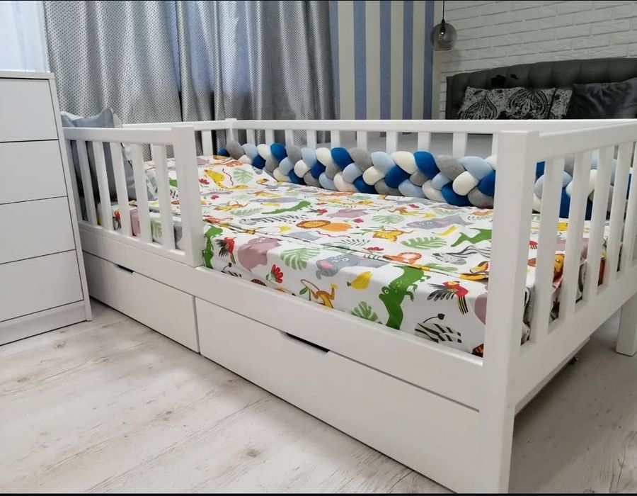 Міцне дитяче ліжко з шухлядами від виробника! Витримує до 150 кг