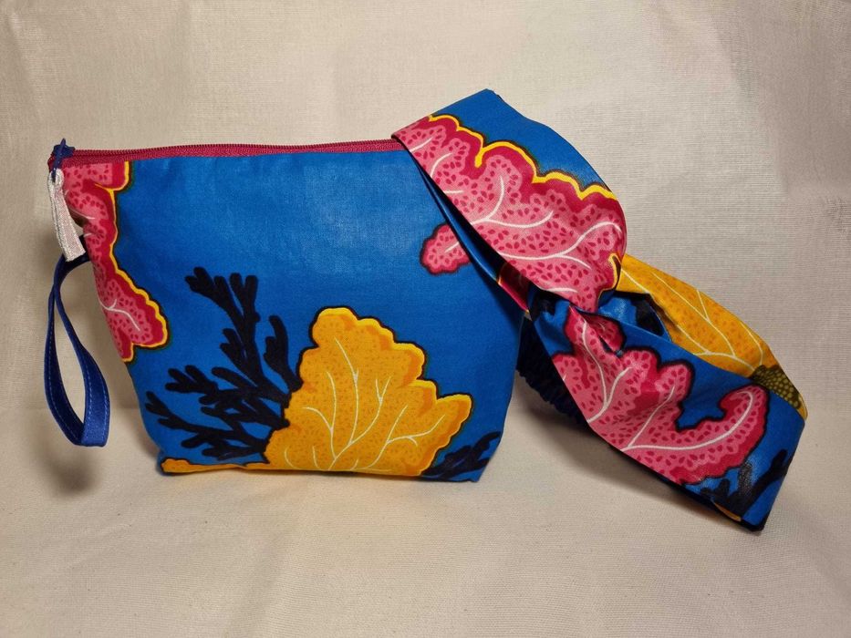 Fitas Cabelo Porta Moeda Necessaire Mini Pochete  C/ Tecido Africano