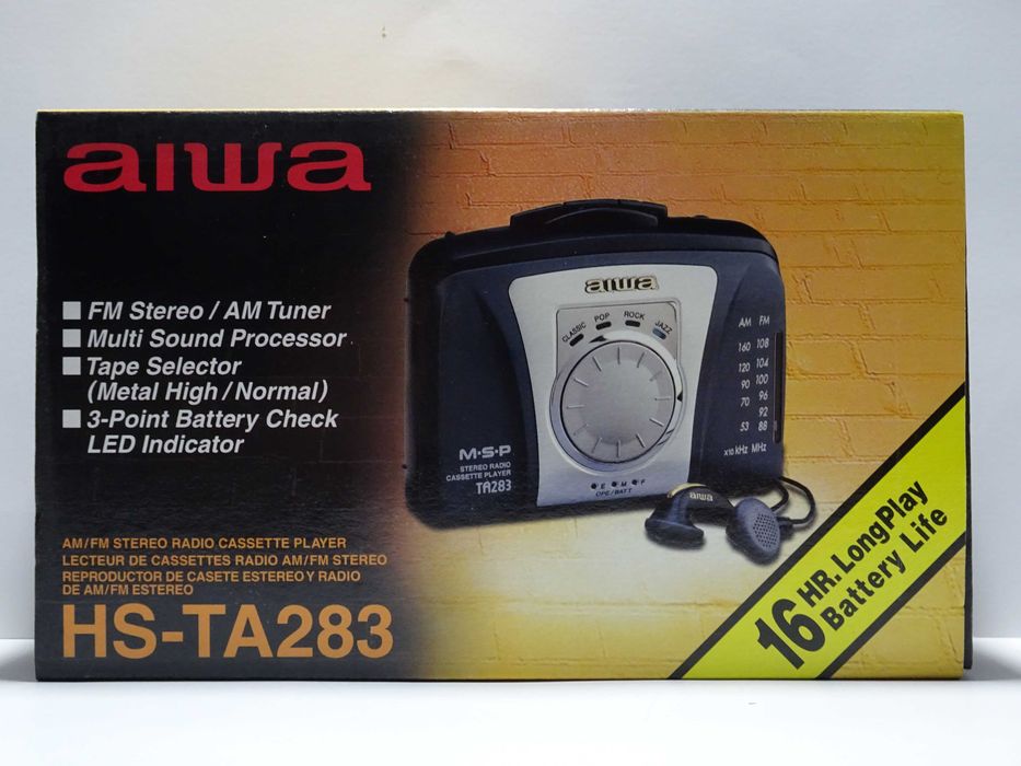 NOWY Walkman AIWA HS-TA283 (BK) Odtwarzacz Kasetowy RADIO/MSP - 1999r.