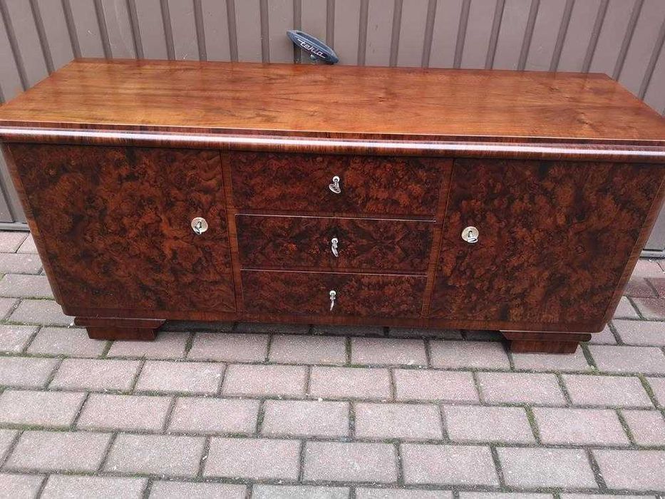 Komoda ART-DECO RTV Niska 134 Orzech Zgrabna Stara Antyk Po Renowacji.