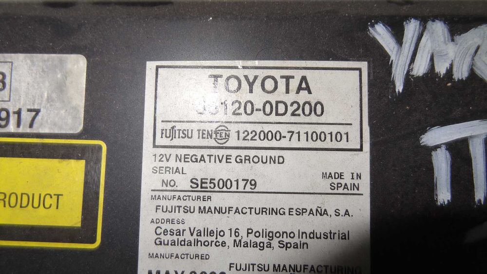 Toyota yaris II lift 09-11 radio cd 86120-0D200