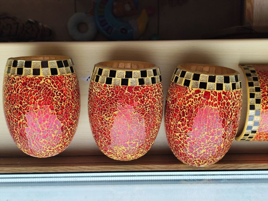 Комплект у стилі тіффані 3 плафони та настінний світильник