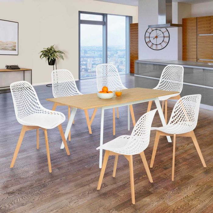 Conjunto de 6 cadeiras brancas para sala de jantar