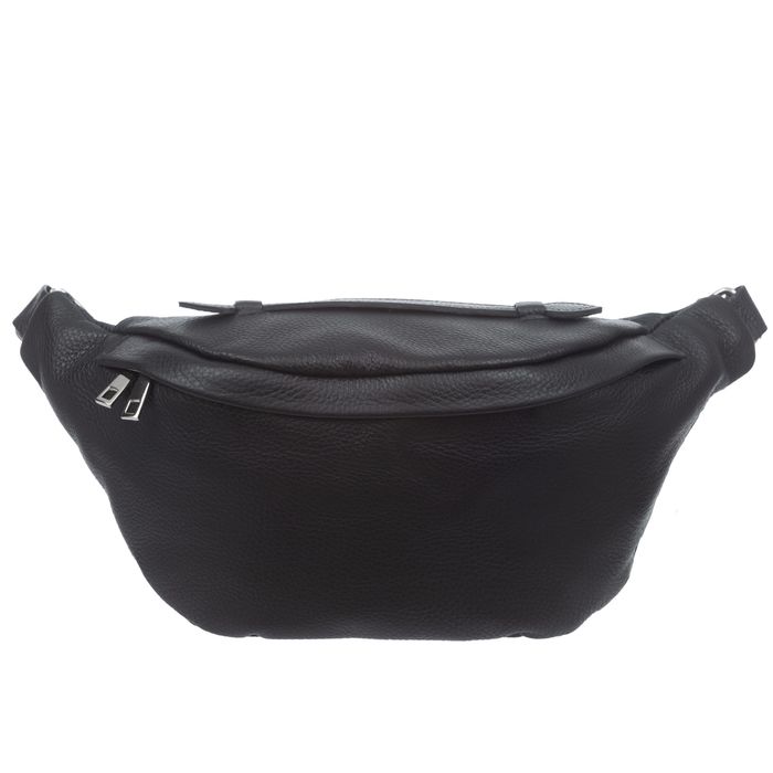 VERA PELLE nerka skórzana saszetka biodrówka z rączką V578 czarna