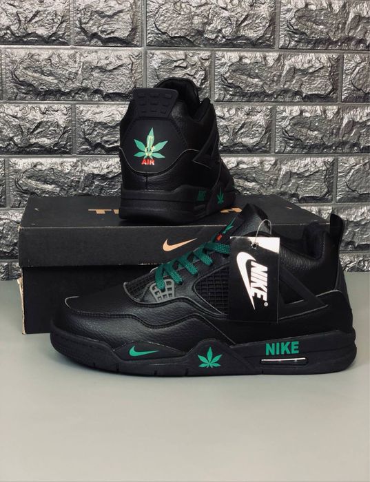 Кожаные кроссовки Nike Jordan Aura 4 Black/Green/ найк джордан конопля