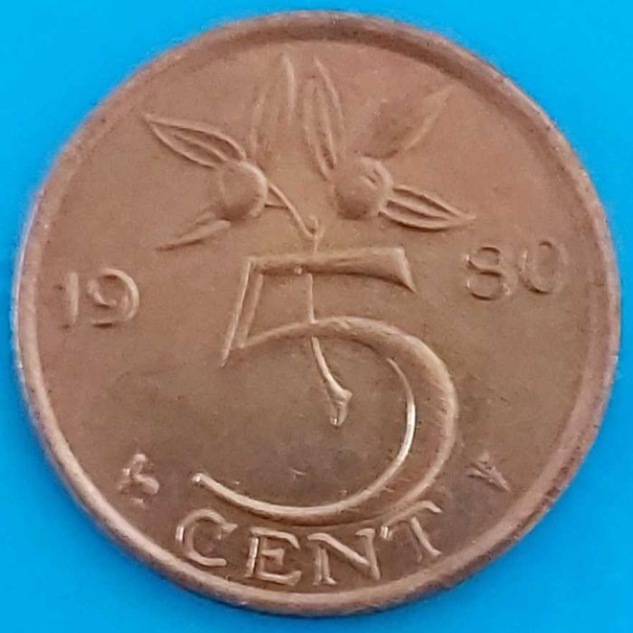 5 Cêntimos  de 1980  Rainha Juliana  dos Países Baixos