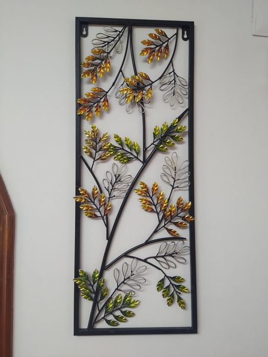 Quadro Moldura Ferragem Decoração com folhas árvore casa apartamento.
