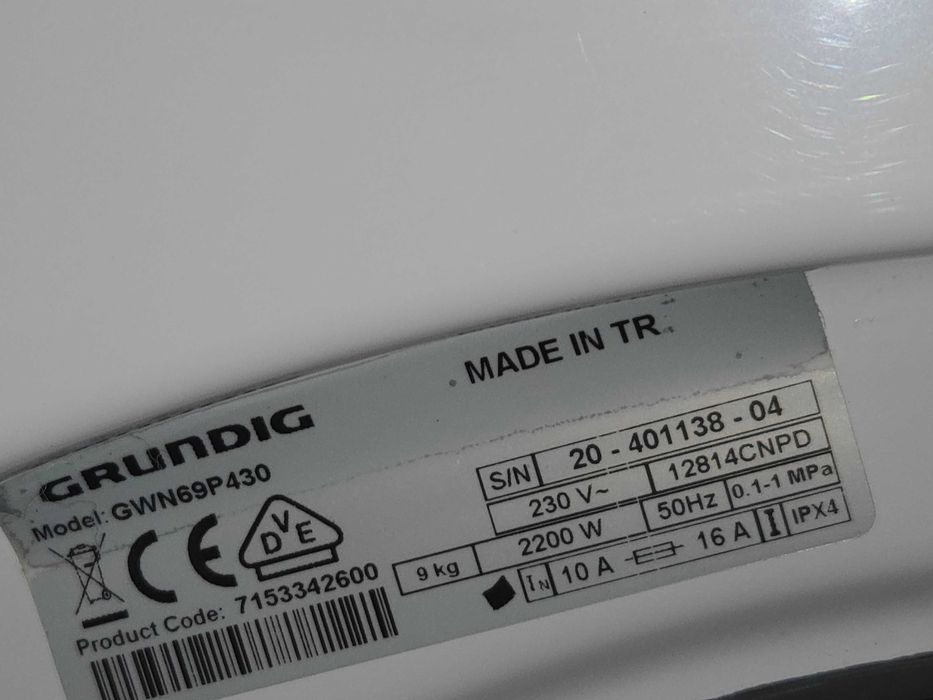 Pralka Grundig Wsad 9 kg/1400. LCD.Gwar.Duże okno .Super model.