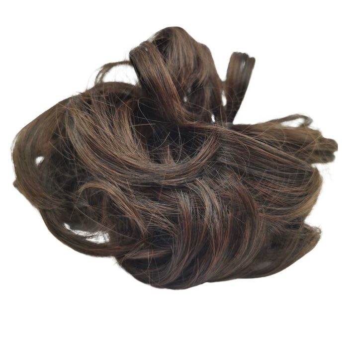 Treska na gumce kok messy bun czekoladowy brąz