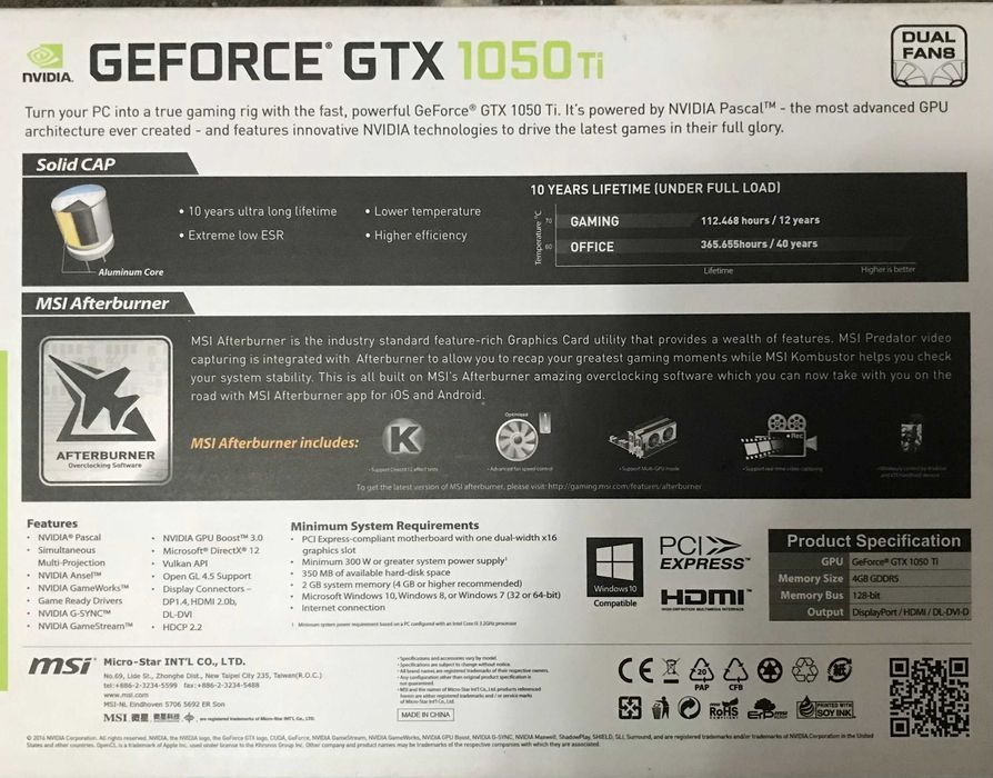 MSI GeForce GTX 1050 ti  (4 GB)
