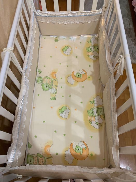 Дитяче ліжечко деревʼяне біле