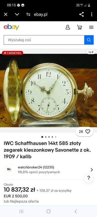 IWC Złoty ,kolekcjonerski