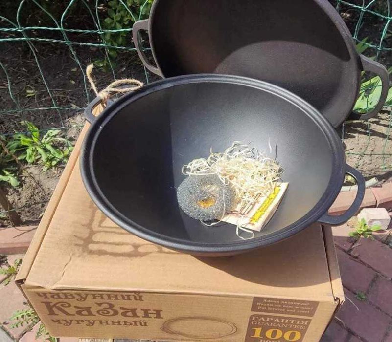Чавунний / чугун казан WOK 8 л - 12 л - 15 л з кришкою - сковородою